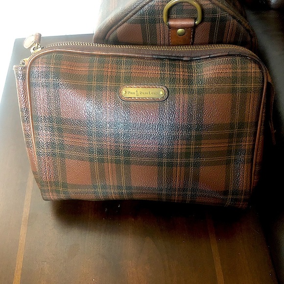 RALPH LAUREN Tartan Plaid Top Zipper Clutch Makeup Toiletry Travel Bag - Picture 5 of 13